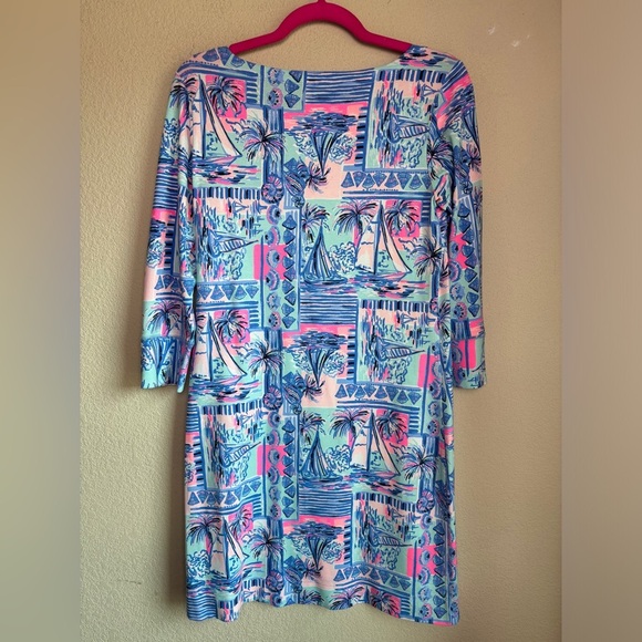Lilly Pulitzer Sophie UPF 50+ Stretch Shift Dress in Whisper Blue Yeah Buoy M - Picture 8 of 9
